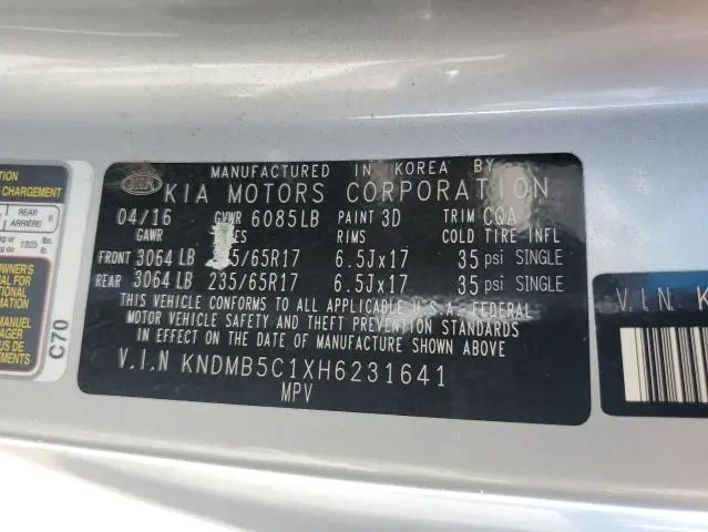2017 KIA SEDONA LX  