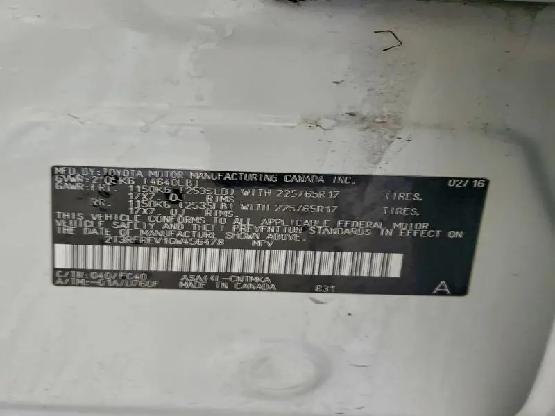 2016 TOYOTA RAV4 XLE  