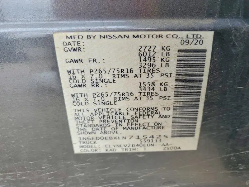 2020 NISSAN FRONTIER PRO-4X  