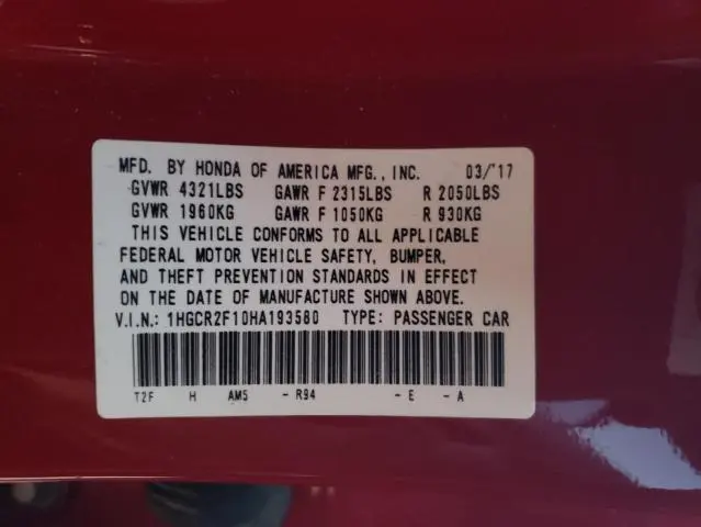 2017 HONDA ACCORD SPORT SPECIAL EDITION  