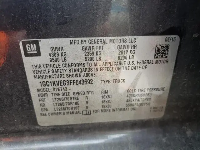 2015 CHEVROLET SILVERADO K2500 HEAVY DUTY LT  
