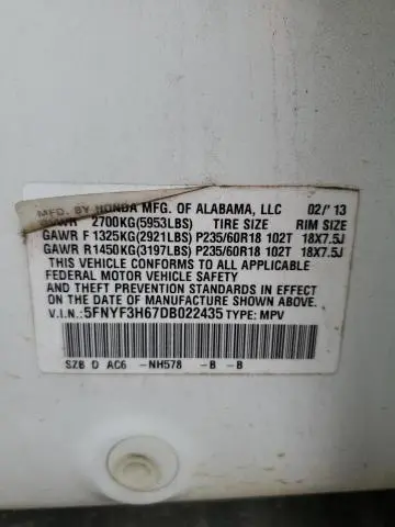 2013 HONDA PILOT EXL