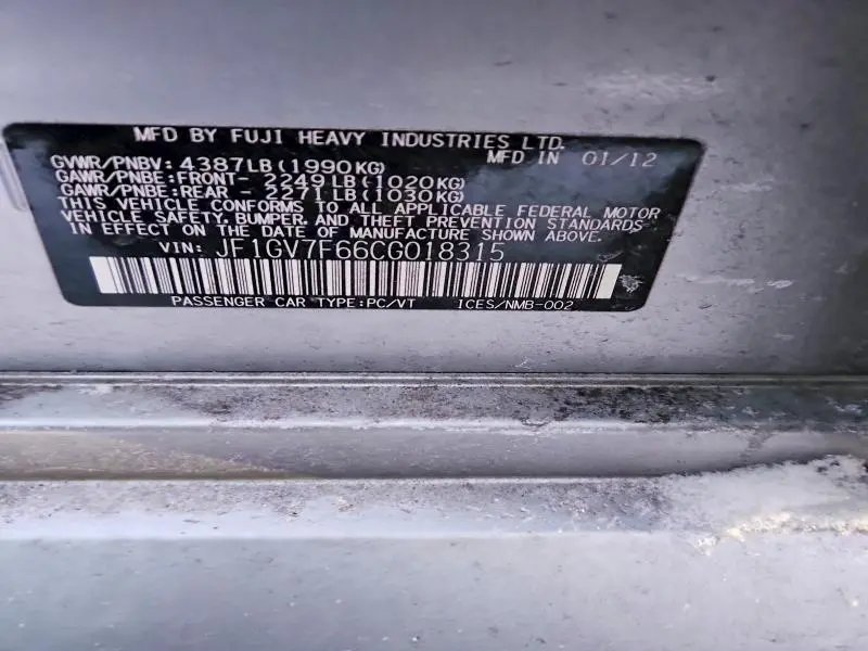 2012 SUBARU IMPREZA WRX  