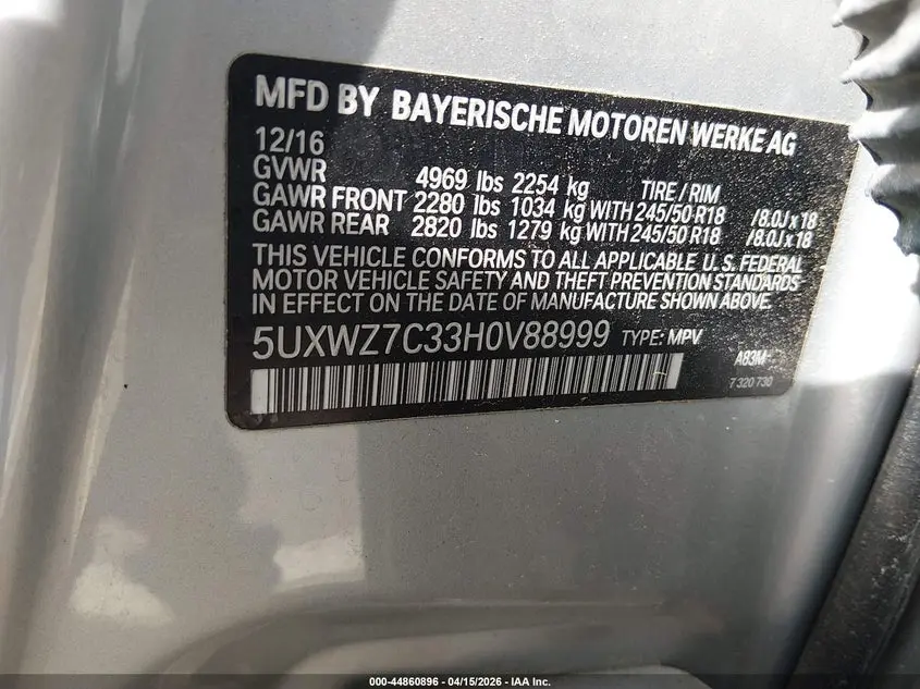 2017 BMW X3 SDRIVE28I