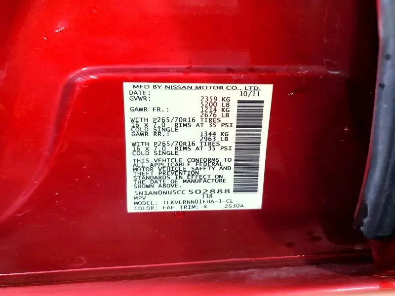 2012 NISSAN XTERRA X  