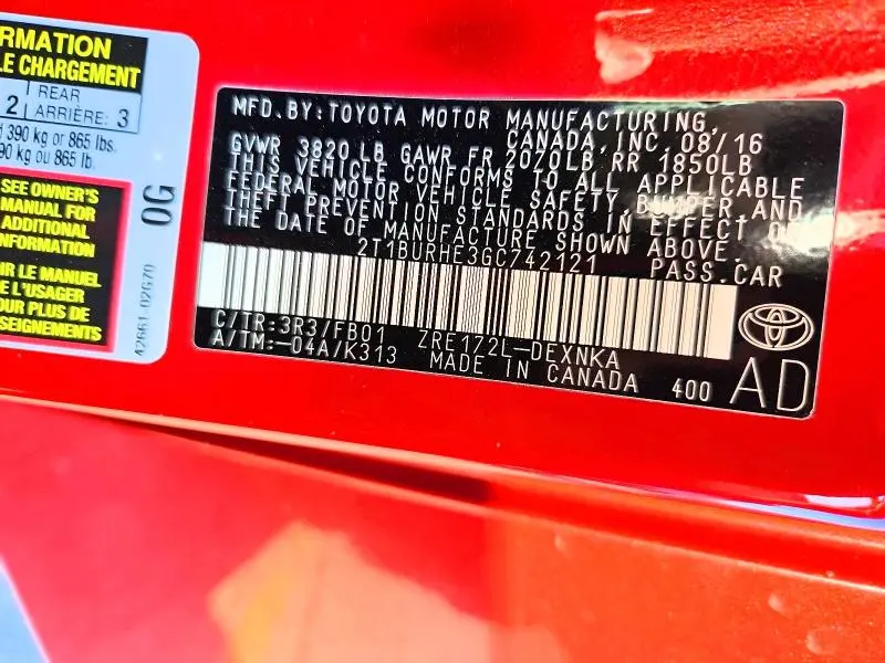 2016 TOYOTA COROLLA LE  