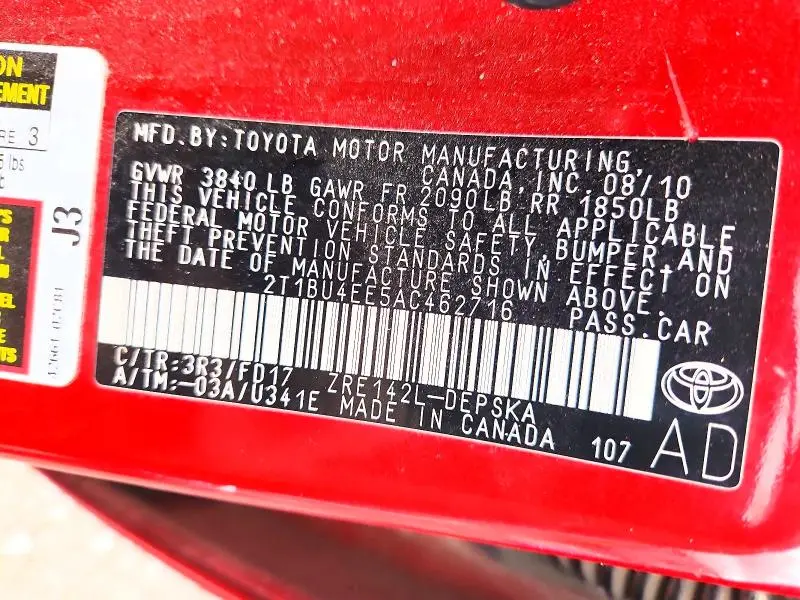 2010 TOYOTA COROLLA BASE  