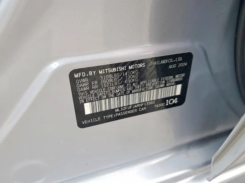 2024 MITSUBISHI MIRAGE G4 ES  