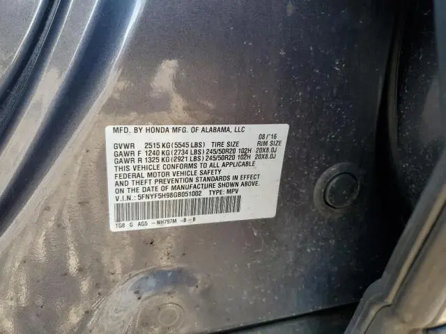 2016 HONDA PILOT TOURING  