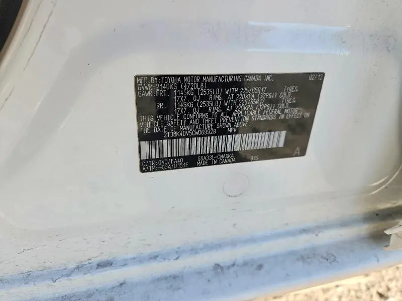 2012 TOYOTA RAV4 BASE  