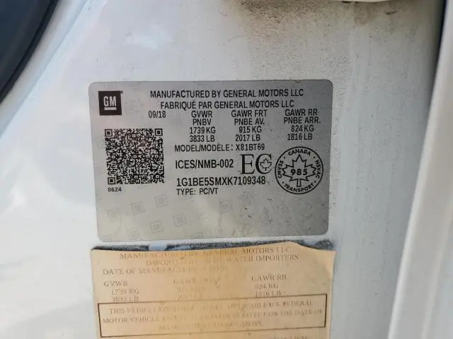 2019 CHEVROLET CRUZE LT  