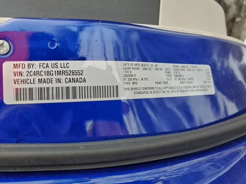 2021 CHRYSLER PACIFICA TOURING L  