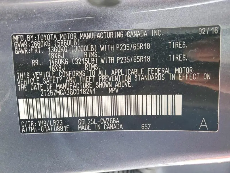 2016 LEXUS RX 350 BASE  