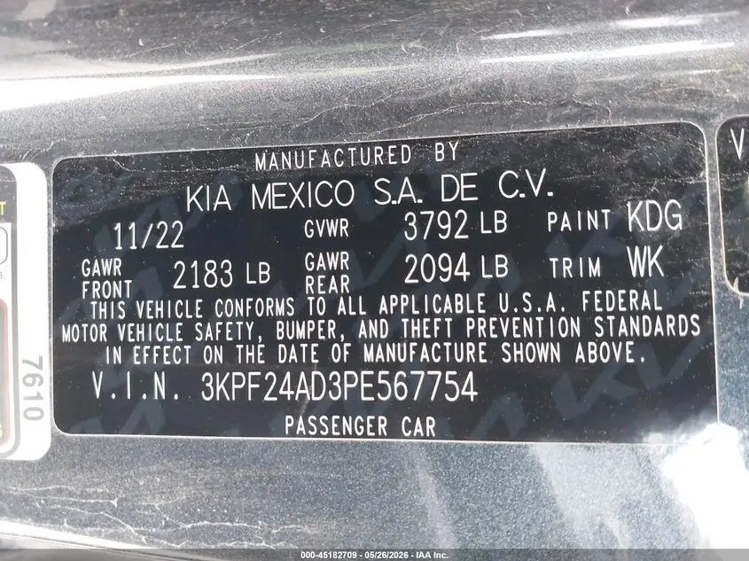 2023 KIA FORTE LXS