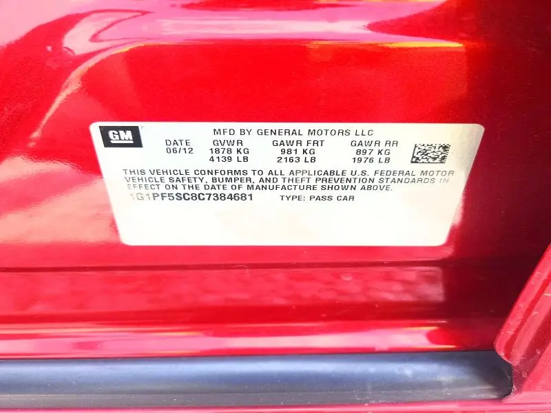 2012 CHEVROLET CRUZE LT  
