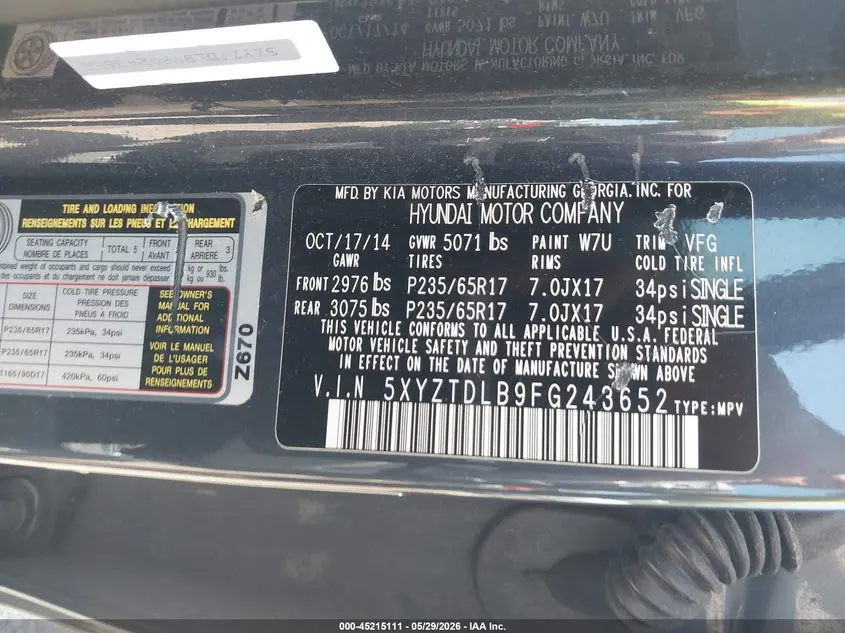 2015 HYUNDAI SANTA FE SPORT 2.4L