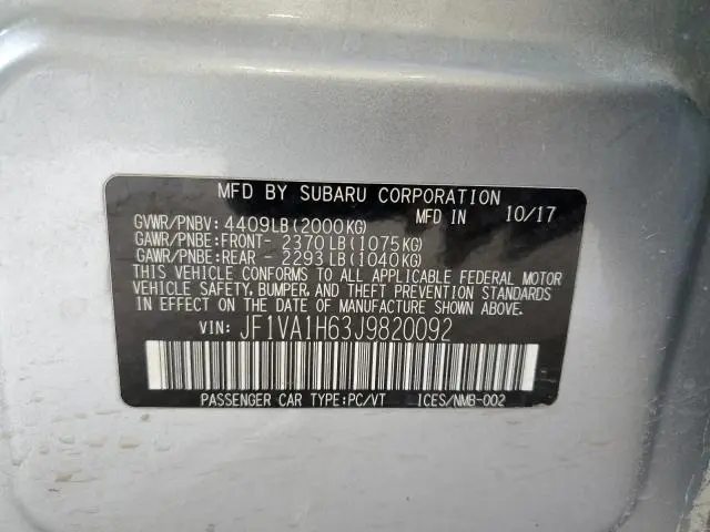 2018 SUBARU WRX LIMITED  