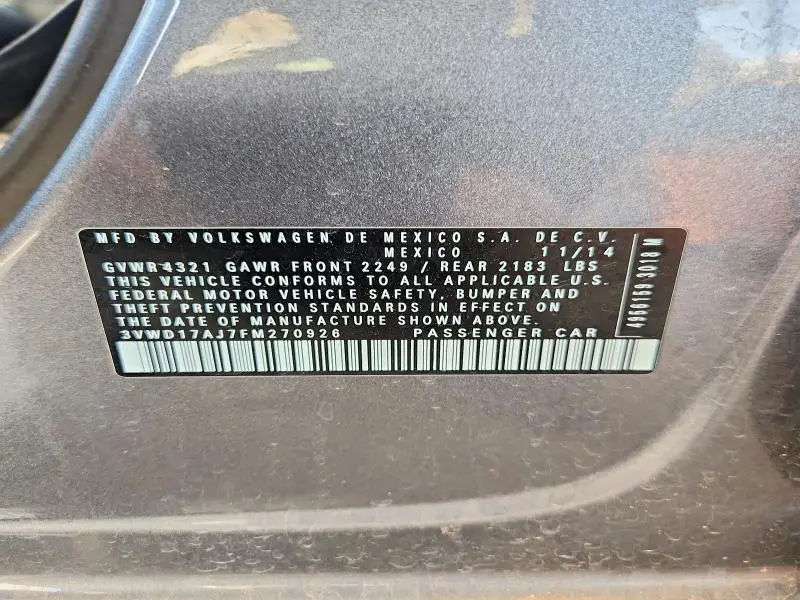 2015 VOLKSWAGEN JETTA SE  
