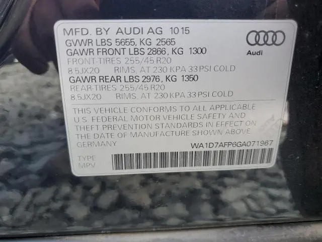 2016 AUDI Q5 PREMIUM PLUS S-LINE  
