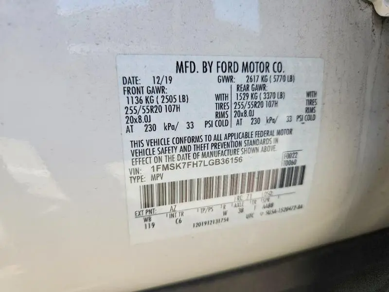 2020 FORD EXPLORER LIMITED  