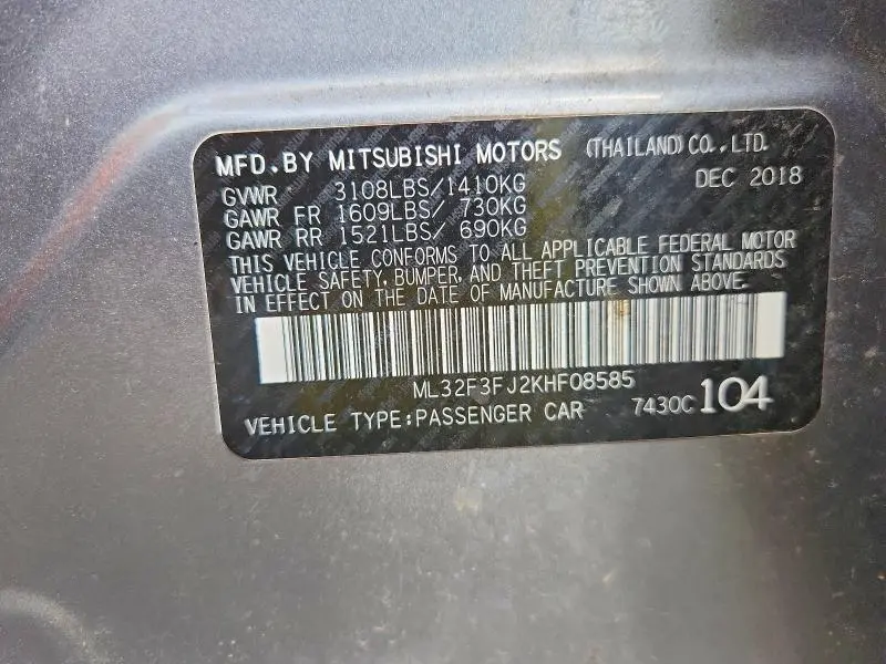 2019 MITSUBISHI MIRAGE G4 ES  