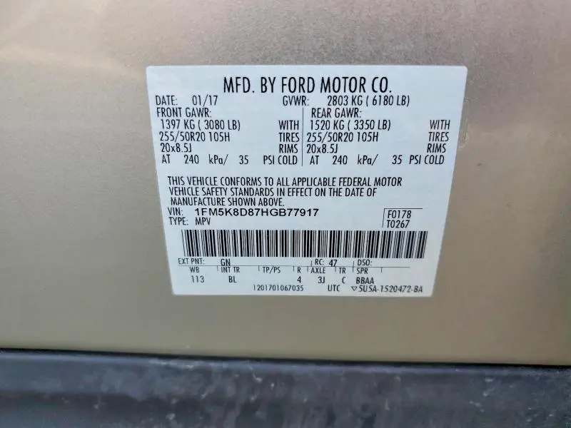 2017 FORD EXPLORER XLT  