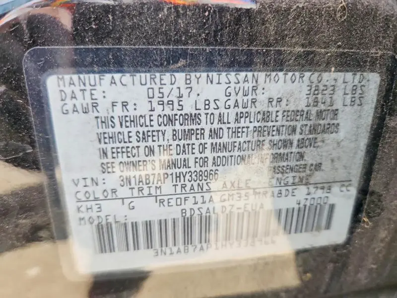 2017 NISSAN SENTRA SV  