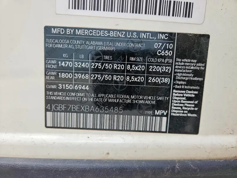 2011 MERCEDES-BENZ GL 450 4MATIC  