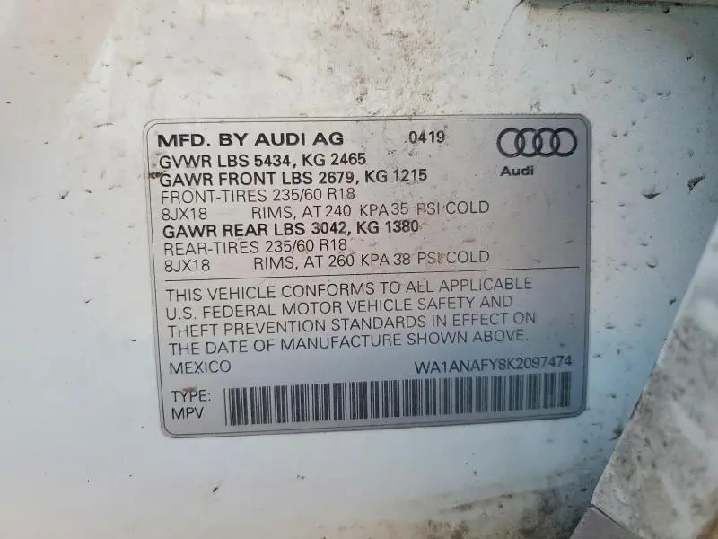 2019 AUDI Q5 PREMIUM  
