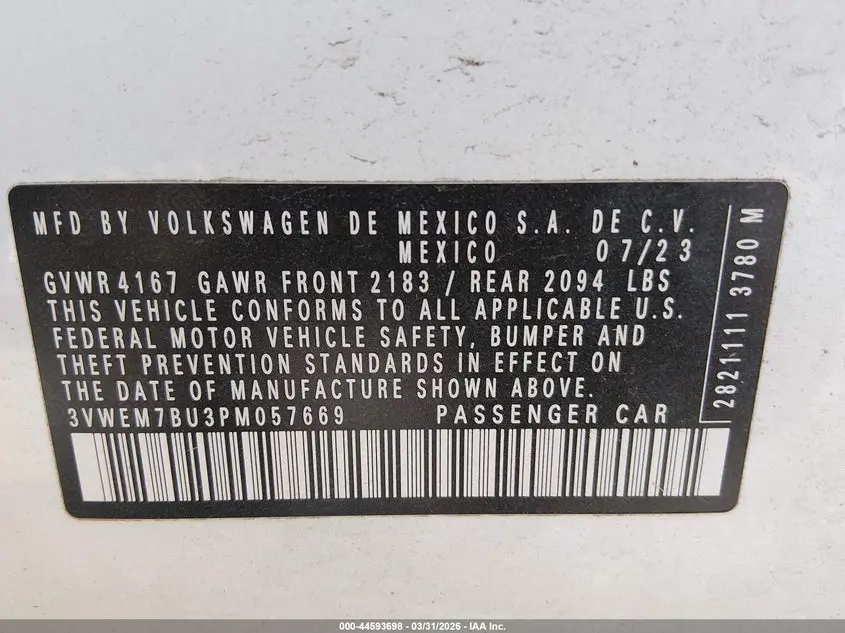 2023 VOLKSWAGEN JETTA 1.5T SE