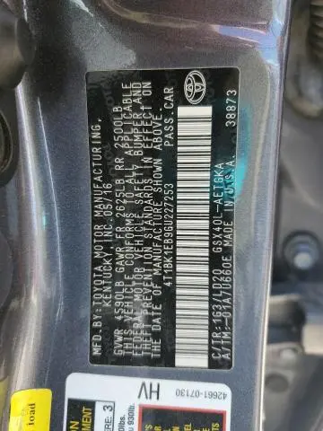 2016 TOYOTA AVALON XLE  