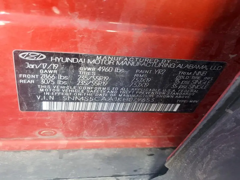 2019 HYUNDAI SANTA FE ULTIMATE 2.0T  