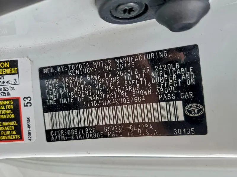 2019 TOYOTA CAMRY XSE  