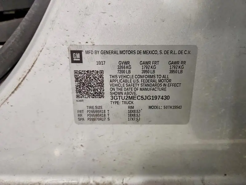 2018 GMC SIERRA K1500 SLE  