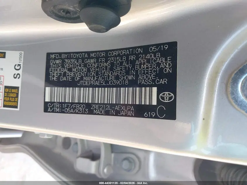 2020 TOYOTA COROLLA LE