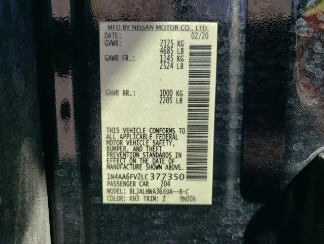 2020 NISSAN MAXIMA PLATINUM  