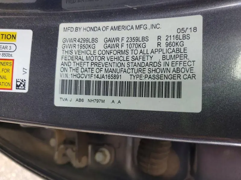 2018 HONDA ACCORD LX  