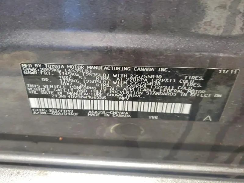 2011 TOYOTA RAV4 SPORT  
