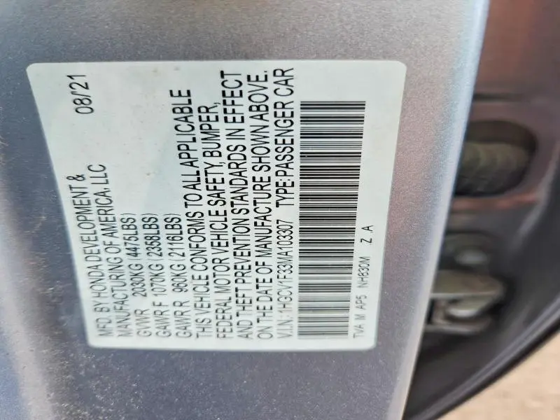 2021 HONDA ACCORD SPORT  