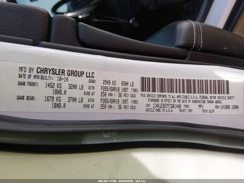 2015 JEEP GRAND CHEROKEE LIMITED