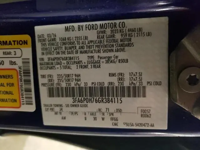 2016 FORD FUSION SE  