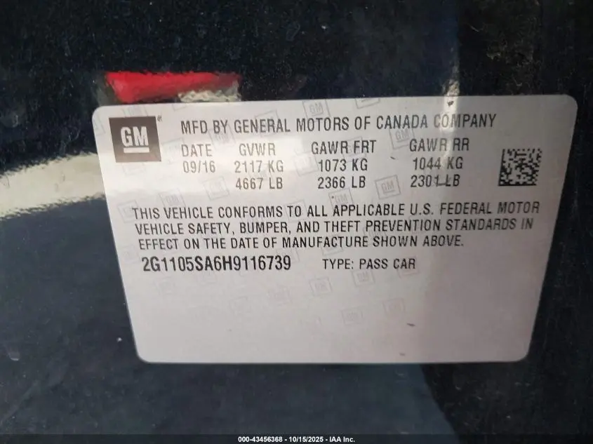 2017 CHEVROLET IMPALA 1LT