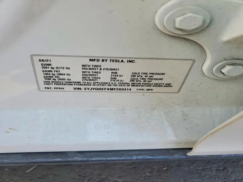 2021 TESLA MODEL Y   