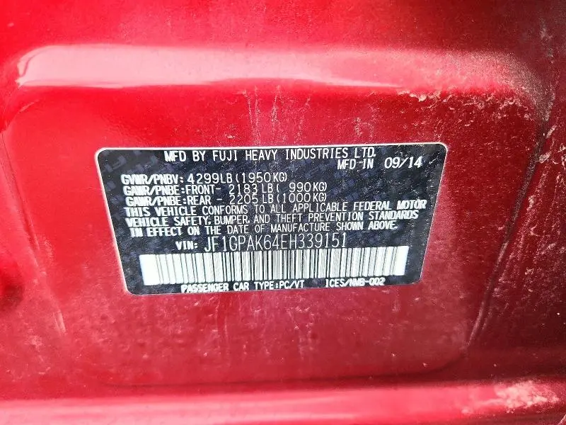 2014 SUBARU IMPREZA LIMITED  