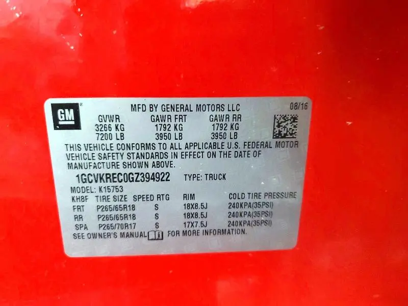 2016 CHEVROLET SILVERADO K1500 LT  