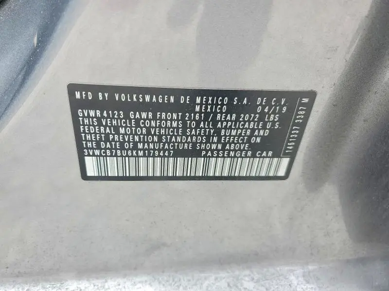 2019 VOLKSWAGEN JETTA S  