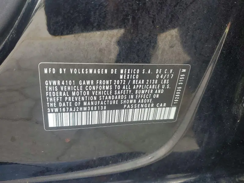 2017 VOLKSWAGEN JETTA S  