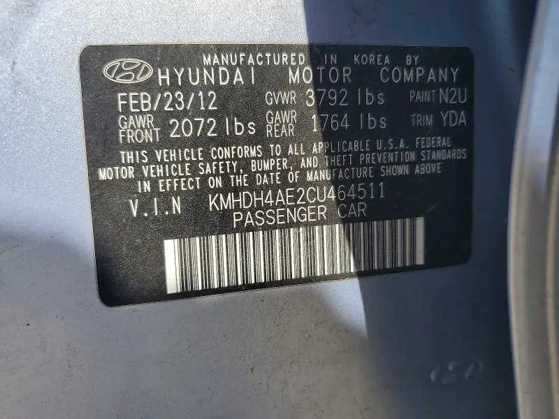 2012 HYUNDAI ELANTRA GLS  