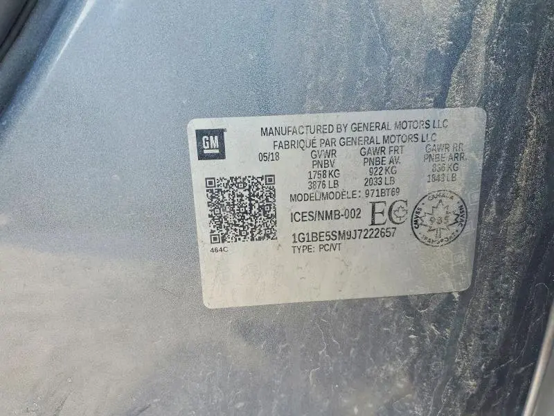 2018 CHEVROLET CRUZE LT  