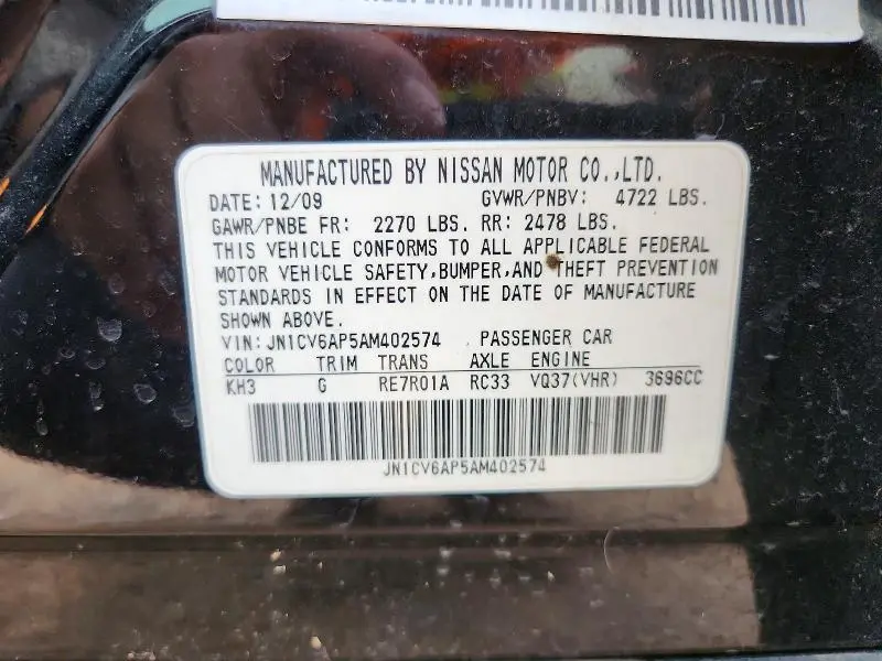 2010 INFINITI G37 BASE  